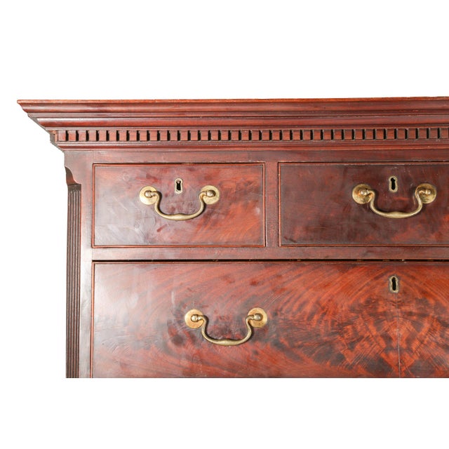 surface with light cracks minor chips and nicks, refinished, splits in sides and to drawer bottoms, with many reinforced,...