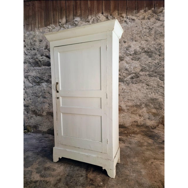 Wood Antique French Pine Cabinet in Off-White Paint, 1900-1920 For Sale - Image 7 of 15