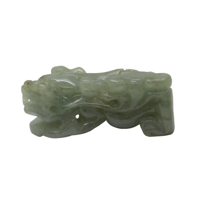 Chinese Hand Carved Natural Jade Feng Shui Lucky Pixiu Figure Pendant For Sale In San Francisco - Image 6 of 6