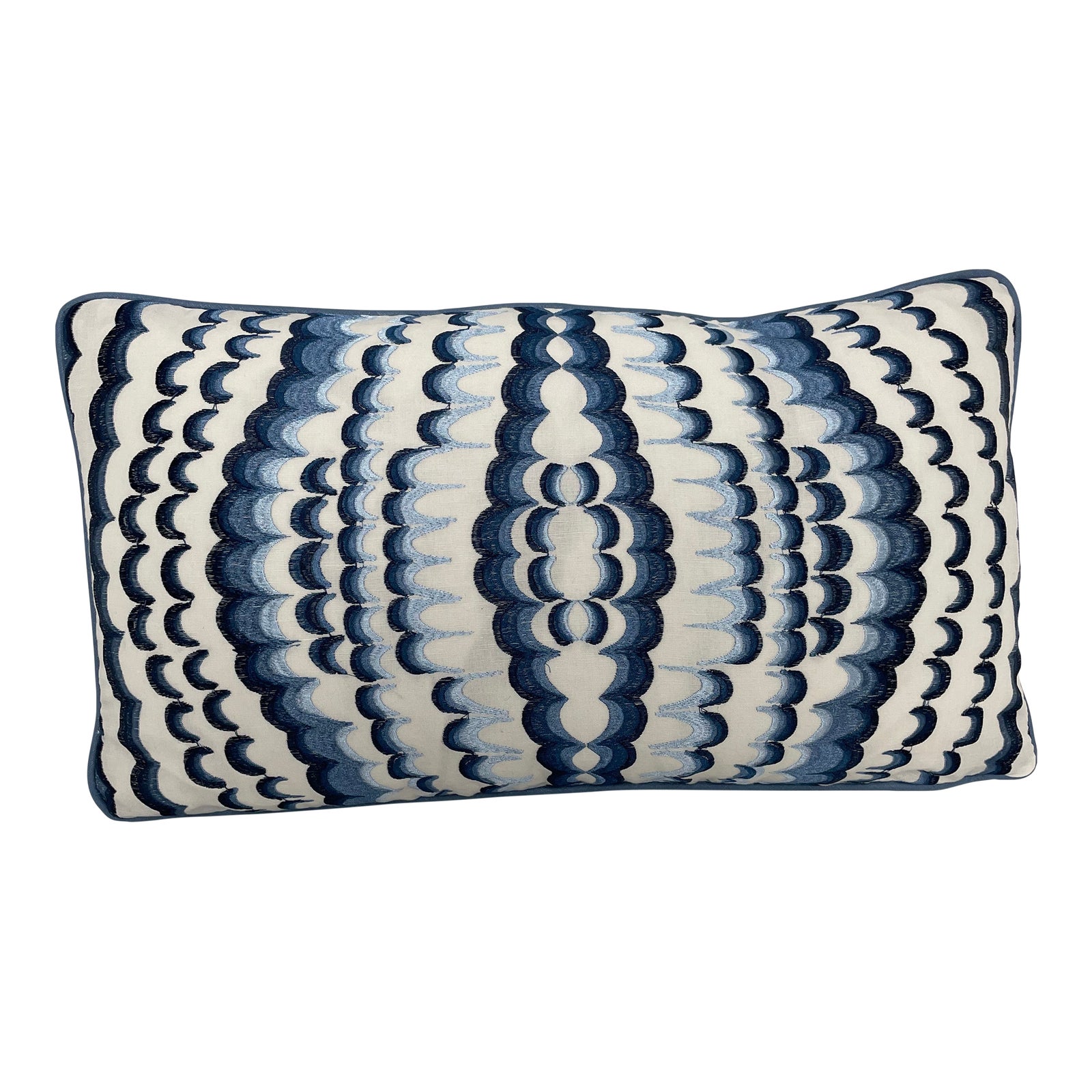 Thibaut Ebru Embroidered Blue Lumbar Pillow Single Chairish