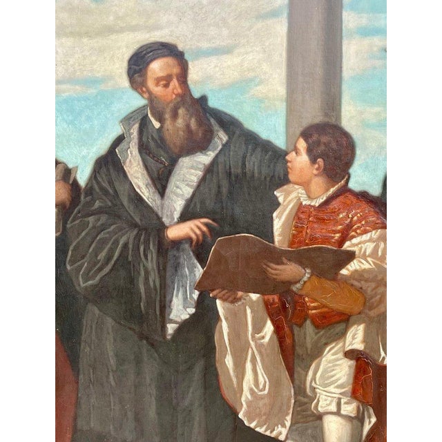 Meeting of Titian And Veronese on the Ponte Della Paglia, 1800s, Oil on Canvas For Sale - Image 7 of 13