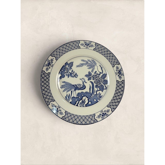 Antique English Wood & Sons "Yuan" Blue & White Transferware Dinner Plates, Set of 5 For Sale - Image 10 of 16