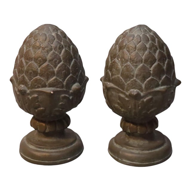 Large Pineapple Finial Bookends, a Pair For Sale
