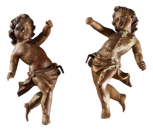 Wooden Cherubs, Set of 2