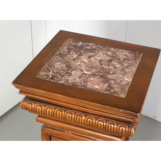 Vintage Carved Wooden Display Pedestal With Interior Cabinet For Sale In New York - Image 6 of 7