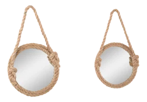 Two Audoux Minet Style Nautical Hand-Crafted Round Rope Wall Mirrors