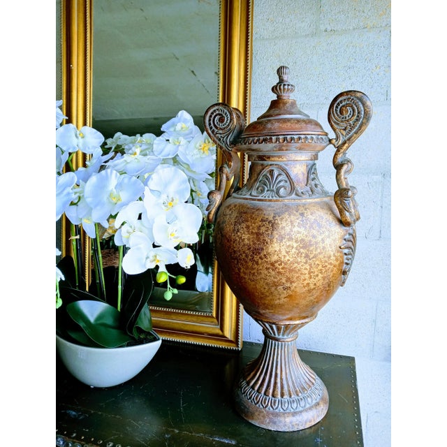 Large Duck Handle Restoration Hardware Style Lidded Decorative Urns- a Pair For Sale - Image 10 of 12