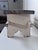 Vintage Scandinavian Folk Art Painted Solid Wood Low Stool, Dove Gray & Off White For Sale - Image 9 of 12