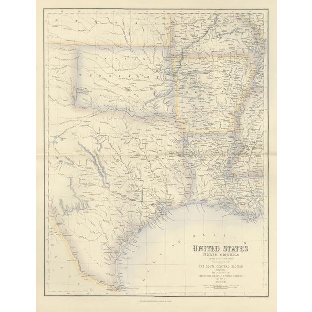 Brown Antique Map of Texas and Louisiana with Indian Territory, 1860 For Sale - Image 8 of 8