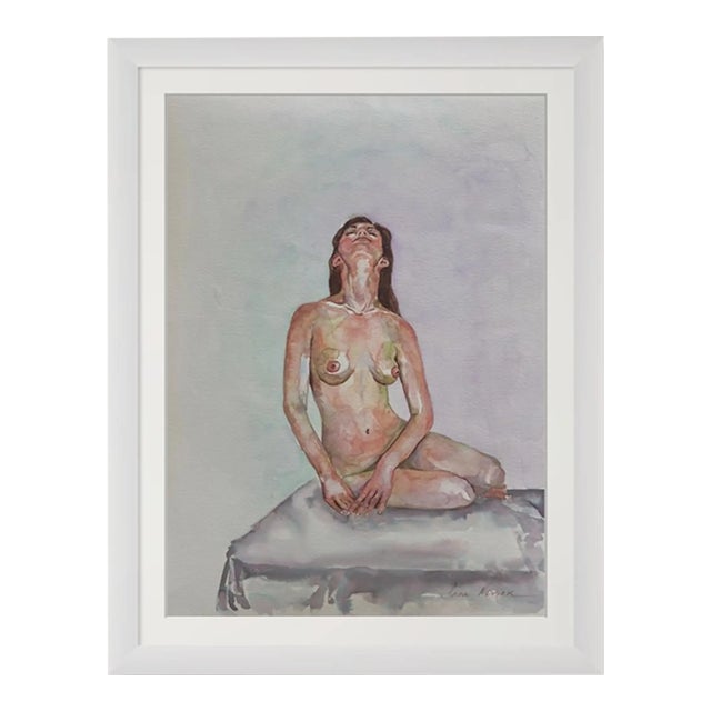 "Embracing the Light" Original Impressionist Nude Figure Watercolor on Paper Painting Art by Anna Novick, Framed For Sale