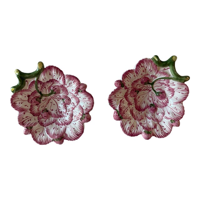 Vintage Neuwirth Majolica Strawberry Plates - a Pair For Sale