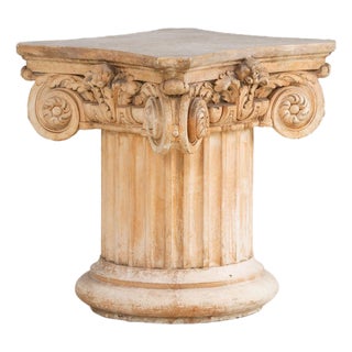 Mid 20th Century French Plaster Column Stand Side Table For Sale