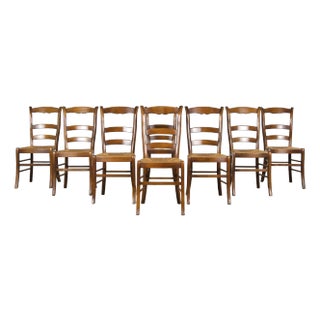 Country French Louis Philippe Style Maple Dining Chairs W/ Rush Seats - Set of 8 For Sale