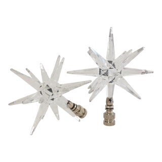 Lucite Starburst Lamp Finials, Mid Century Modern, Retro Style, a Pair by C. Damien Fox For Sale