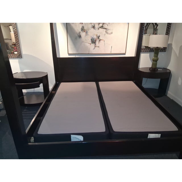 King Size Canopy Bed With Matching Nightstands Attributed McGuire 3-Piece Bedroom Set For Sale - Image 9 of 10