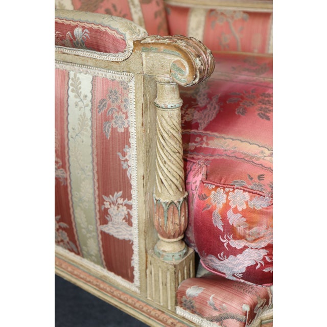 Exceptional Pair French Louis XVI Style Maison Jansen Attributed Bergere Chairs For Sale - Image 13 of 14