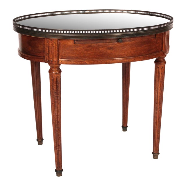 Louis XVI Style Beech Wood Bouillotte Table With Marble Top For Sale