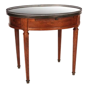 Louis XVI Style Beech Wood Bouillotte Table With Marble Top