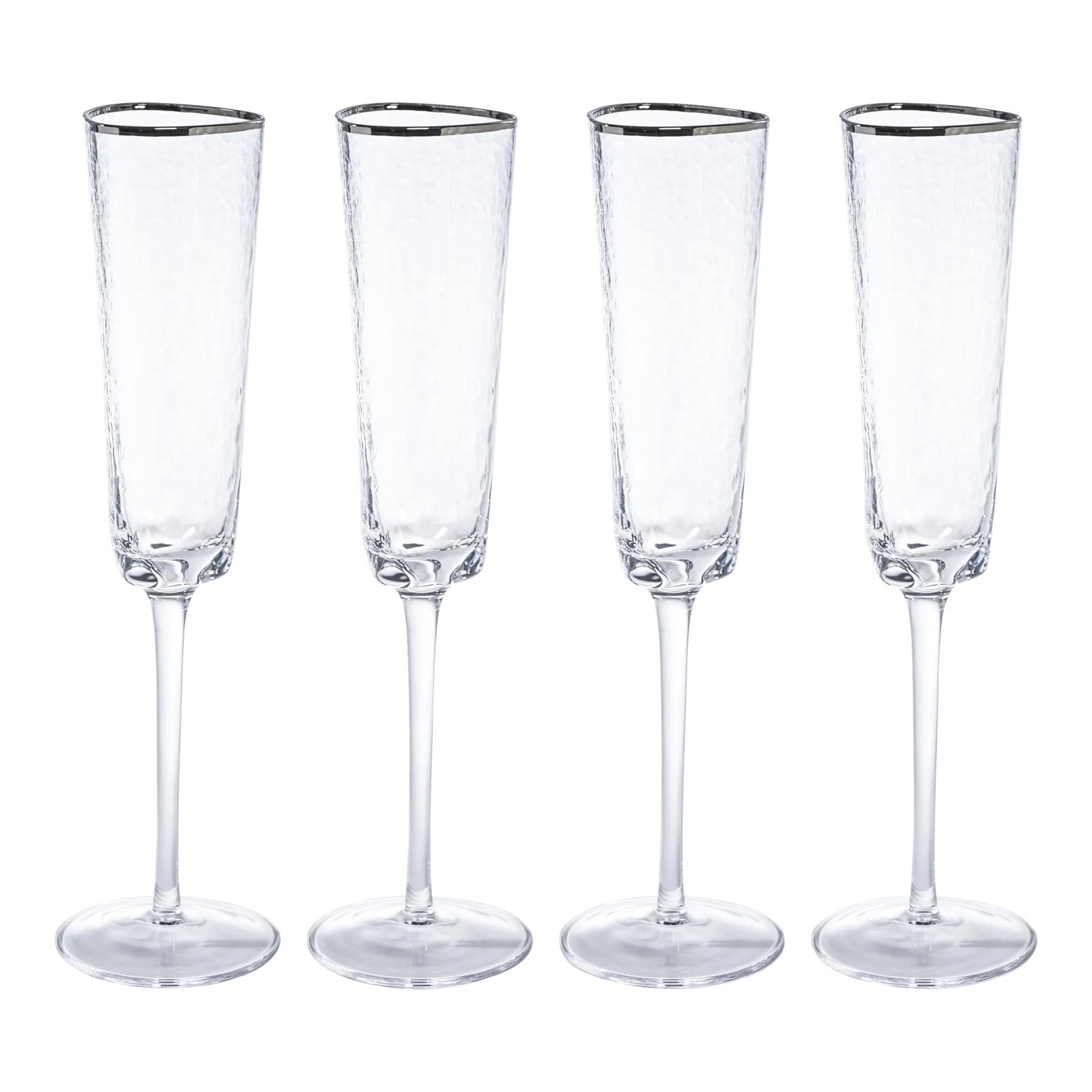 Kampari Triangular Champagne Flutes with Platinum Rim, Set of 4 | Chairish