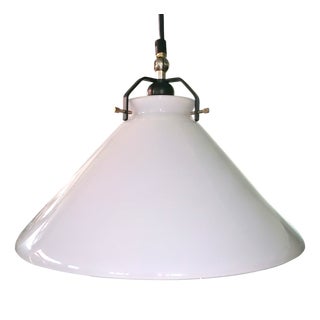 Pendant in Opal White Glass and Enamelled Metal, 1970s For Sale