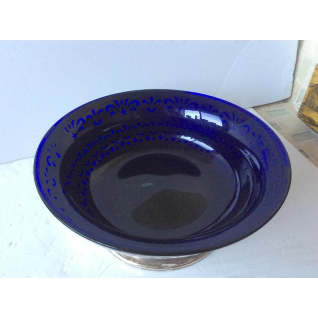 Antique Sheffield Silver and Cobalt Blue Bowl For Sale - Image 10 of 11