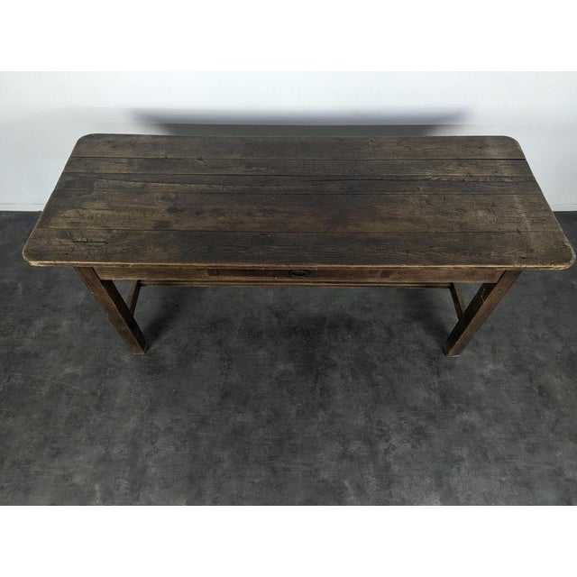 Vintage Oak Farmhouse Table For Sale - Image 3 of 7