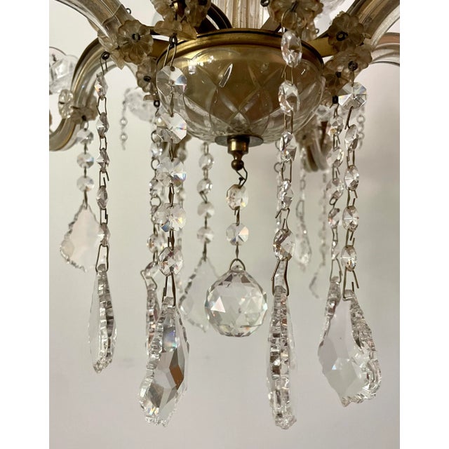 Glass Vintage Maria Theresa 12 Arm Crystal and Glass Chandelier For Sale - Image 7 of 11