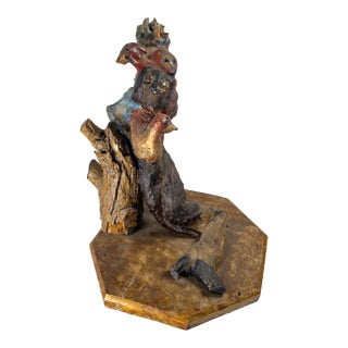 19th Century Primitive Tramp Folk Art Polychrome Driftwood Rootwood Figure For Sale