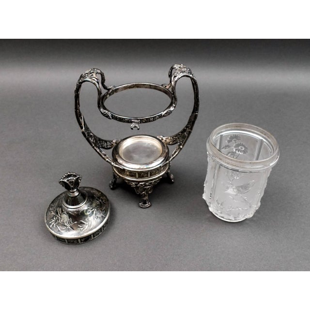 Metal Antique Reed & Barton Silver Plate Glass Pickle Castor #1310 (No Fork) For Sale - Image 7 of 9