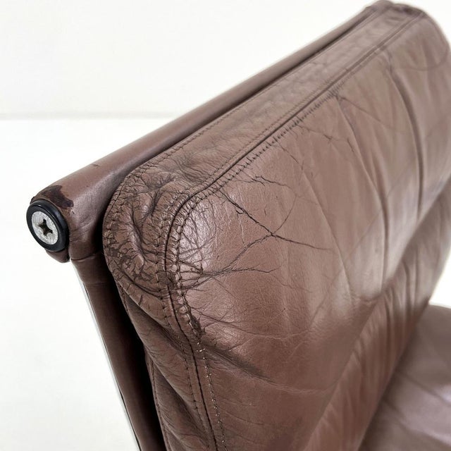 Brown EA217 Soft Pad Desk Chair in Leather by Charles & Ray Eames for ICF, 1970s For Sale - Image 8 of 16