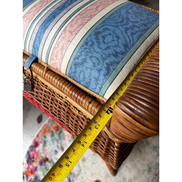 Vintage Large Woven Wicker Double Compartment Standing Sewing Basket For Sale - Image 4 of 12