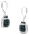 Black Rhodium over 925 Sterling Silver Blue and White Diamond Cushion Shaped Dangle Earrings, A Pair For Sale
