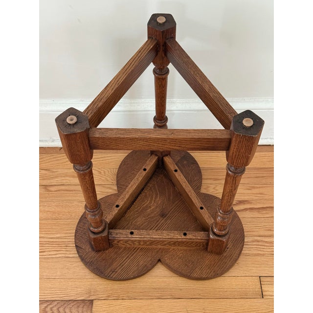 Wood Midcentury English Oak Clover Cricket Table For Sale - Image 7 of 9