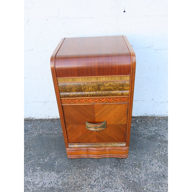 Art Deco Art Deco Waterfall Inlay Nightstand Side End Table 6301 For Sale - Image 3 of 9