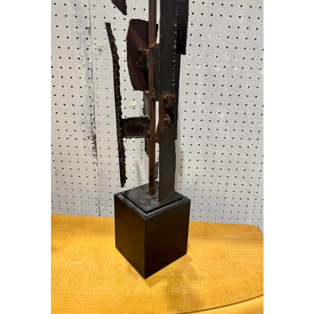 Mid 20th Century Vintage Brutalist Brutal Unsigned Harry Balmer Abstract Steel Cubist Table Lamp For Sale - Image 5 of 12