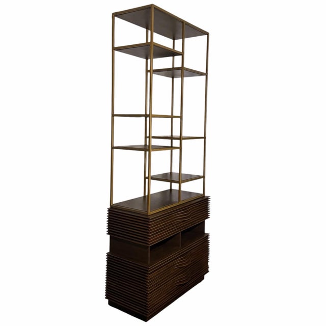 The Oslo Etagere by Studio A Home for Global Views combines sculptural storage with a strong architectural presence. The...