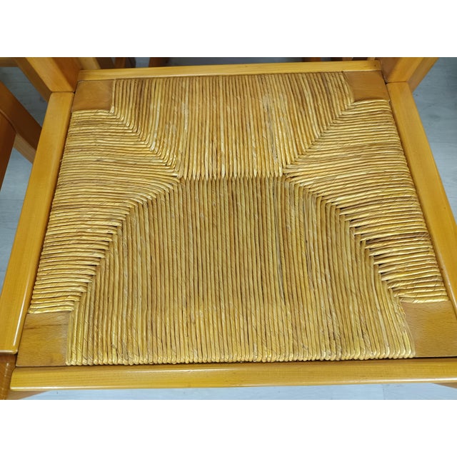 Vintage Elm Straw Chairs from Maison Regain, 1970s, Set of 6 For Sale - Image 9 of 18