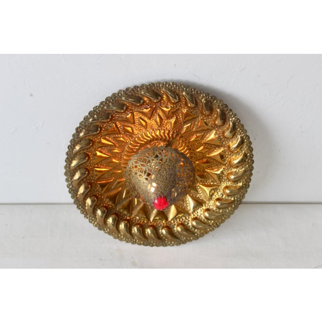 1970s Moroccan Style Decorative Brass Wall Light Sconce Vintage For Sale - Image 9 of 11
