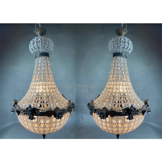 1970s French Louis XVI Charcoal Bronze Chandeliers 2pc- Pair For Sale - Image 18 of 18
