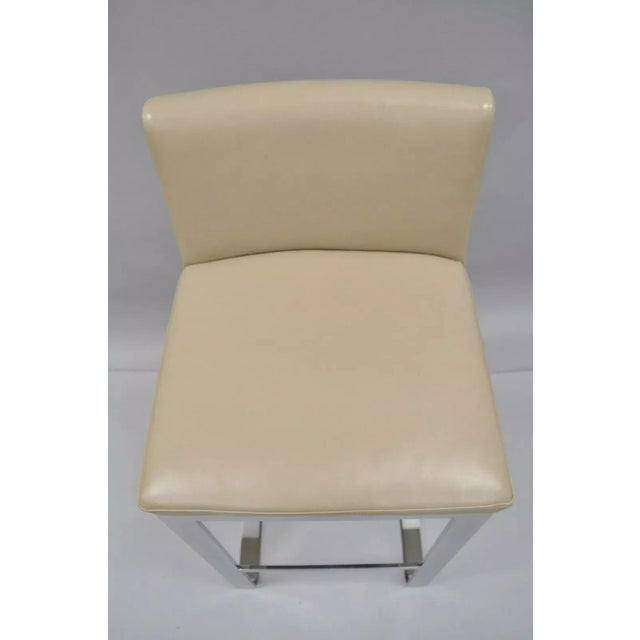 Century Furniture Century Furniture Savor Royce Chrome Bar Stool Caress Taupe Leather For Sale - Image 4 of 9