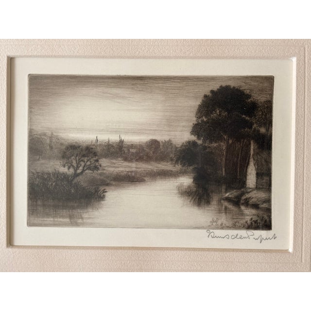 John Lumsden Propert Etching “Sunset, Romney Marsh” – 1922 Backing paper is handwritten “Clara Dyar 1922” Framed by or...