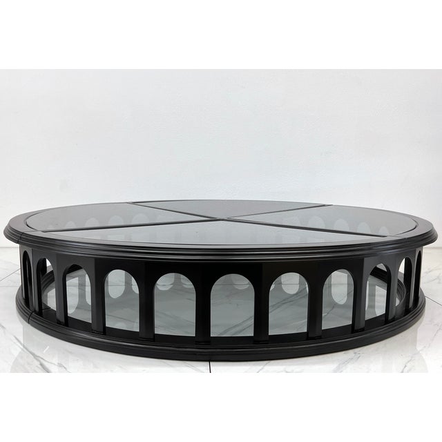 Mid-Century Modern Monumental 91" Mid Century Ebonized Walnut and Glass Arcade Coffee Table For Sale - Image 3 of 10