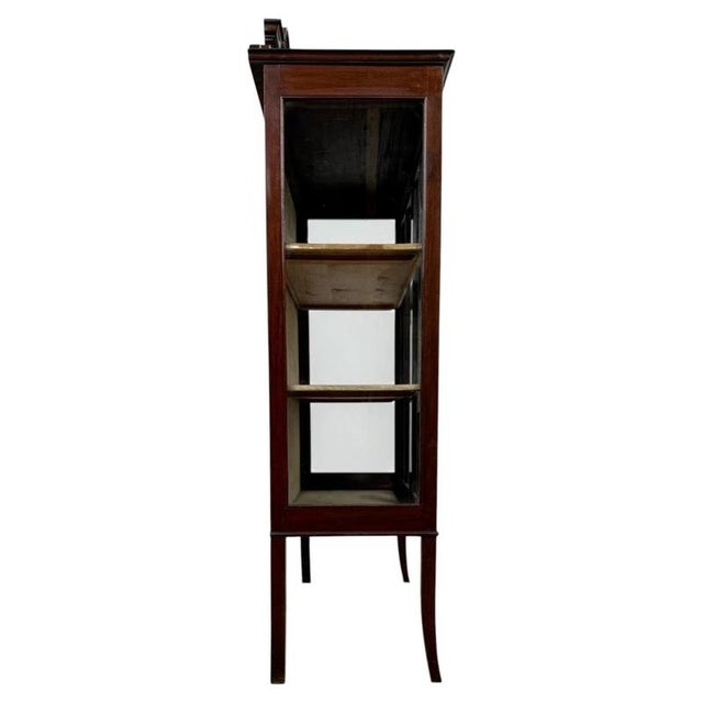 Antique English Inlaid Mahogany Display Cabinet For Sale - Image 4 of 12