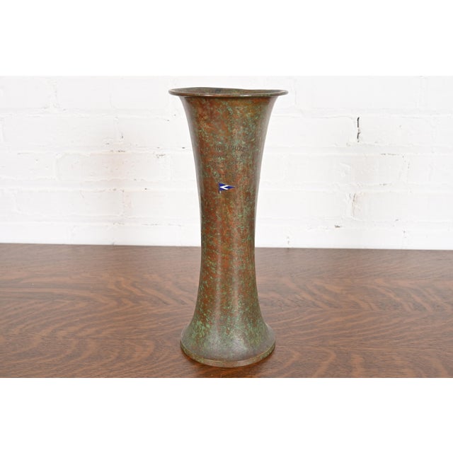 Bronze Silver Crest Arts & Crafts Sterling Silver on Bronze Vase For Sale - Image 8 of 12