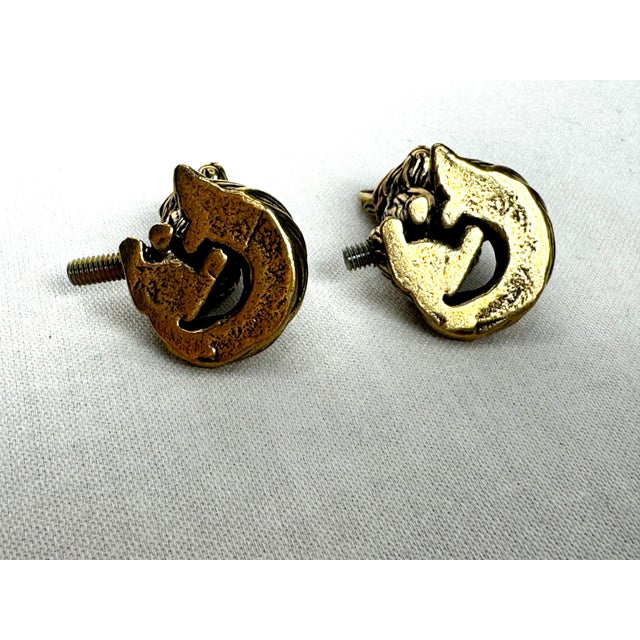 Brass English Traditional Small Figurative Fox Solid Brass Cabinet Knobs, a Pair For Sale - Image 8 of 10