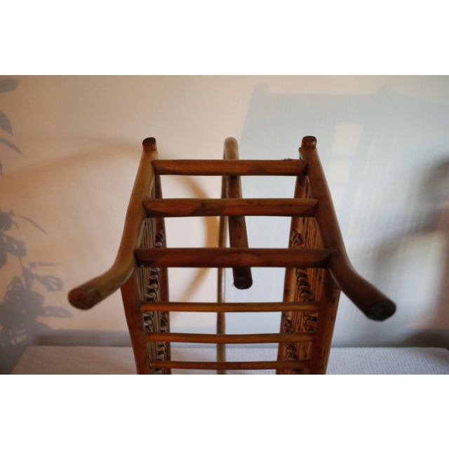 1960s Mid Century Wicker Rattan Bamboo Magazine Rack After Franco Albini For Sale - Image 10 of 17