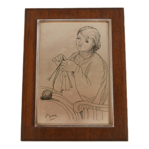 Sterling Silver Henry Moore Portrait Limited-Edition 427/1000 Etching