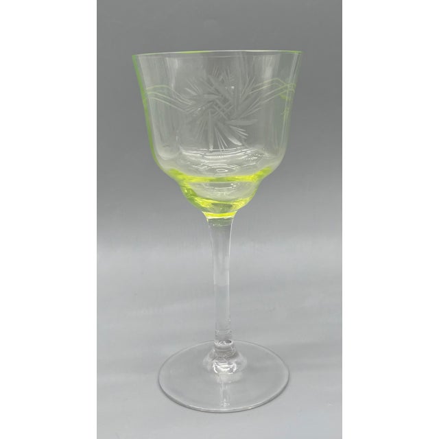 Blue Art Nouveau Faceted Wine Glasses with Star Design, 1920s, Set of 6 For Sale - Image 8 of 17