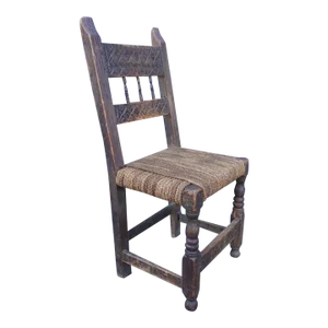 Mid 19th Century Mexican Colonial Chair, Handmade With Restored Braided Seat