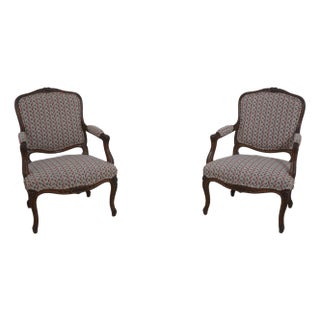 Pair Don Rousseau French Louis XV Open Armchairs For Sale